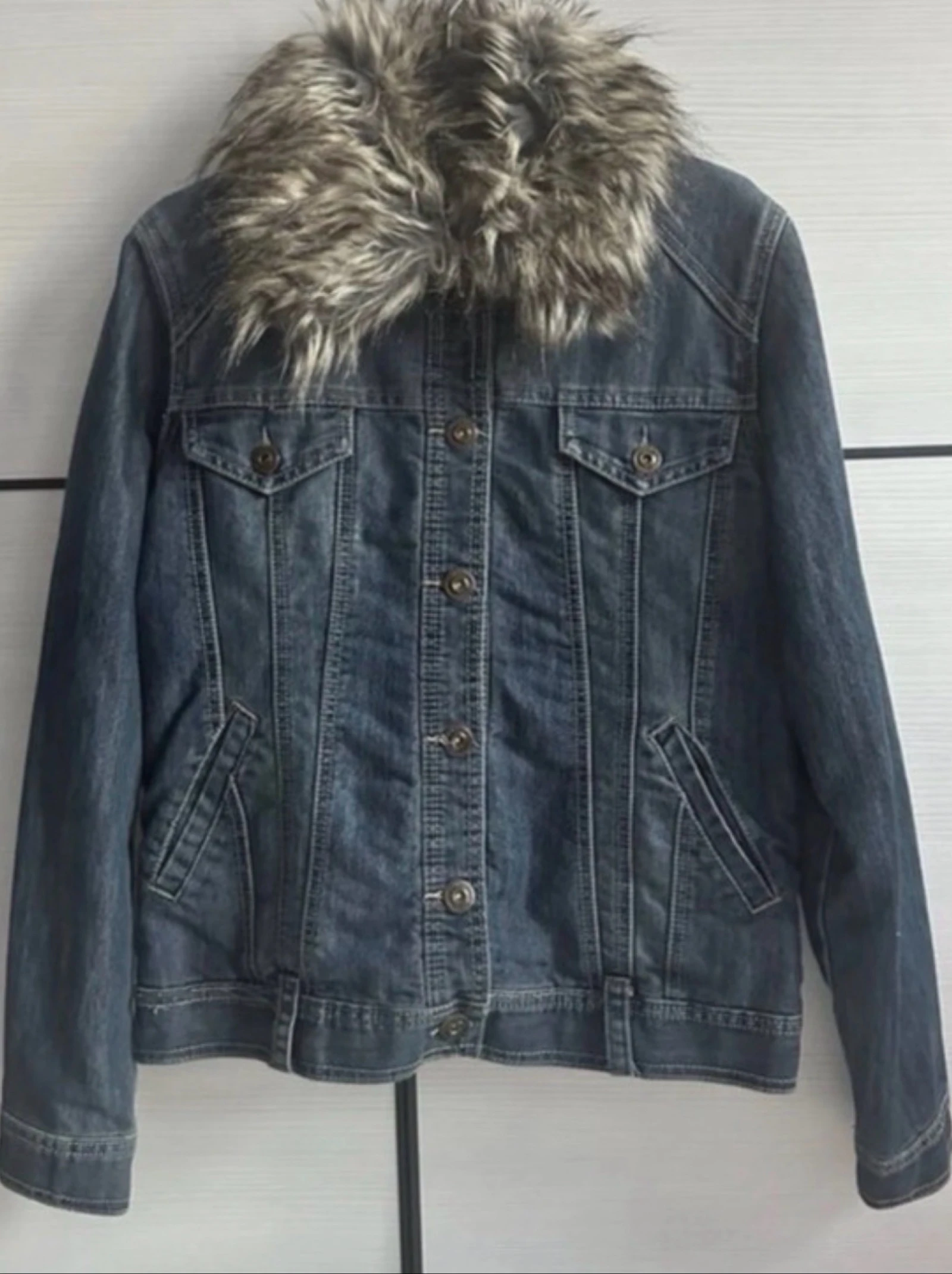 Chaqueta vaquera Blanco con cuello de pelo Talla S